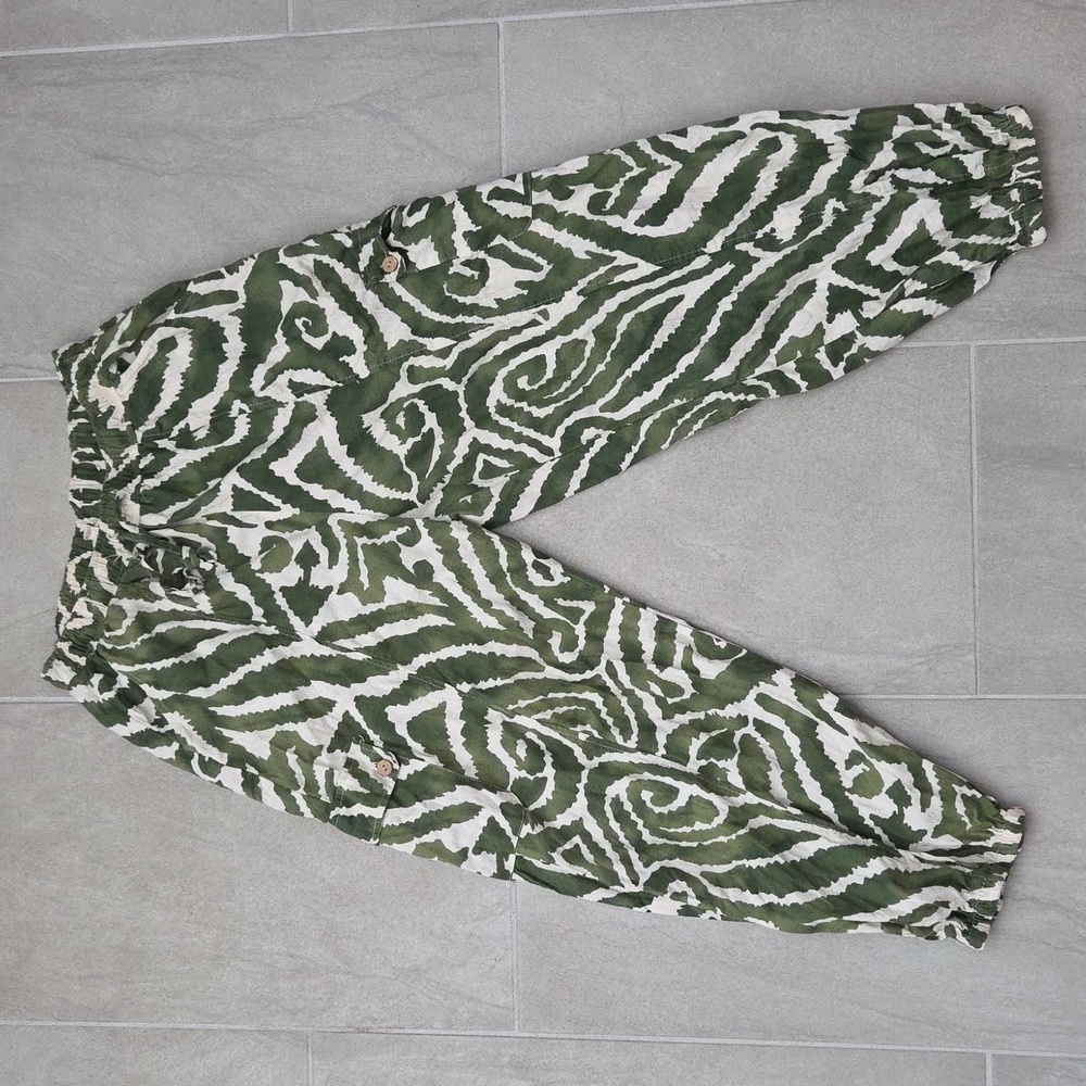 GUC Haute Hippie Green Camo Pattern Pants  Green/Cream Size L